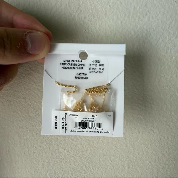 NWT Kate Spade Gold Sailor’s Knot Necklace - Picture 3 of 3